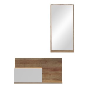 pak-230-000092-1 ΕΠΙΠΛΟ ΕΙΣΟΔΟΥ ΜΕ ΚΑΘΡΕΠΤΗ MIRANDA PAKOWORLD ΣΕ ΛΕΥΚΗ-OAK ΑΠΟΧΡΩΣΗ 60X30X89.5ΕΚ