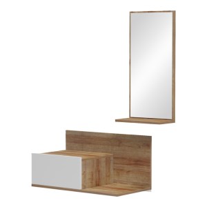 pak-230-000092-2 ΕΠΙΠΛΟ ΕΙΣΟΔΟΥ ΜΕ ΚΑΘΡΕΠΤΗ MIRANDA PAKOWORLD ΣΕ ΛΕΥΚΗ-OAK ΑΠΟΧΡΩΣΗ 60X30X89.5ΕΚ