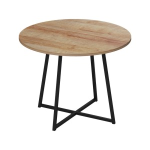 pak-230-000093-1 ΤΡΑΠΕΖΙ SARAH Ι PAKOWORLD ΣΕ OAK ΑΠΟΧΡΩΣΗ ΜΕ ΜΑΥΡΑ ΜΕΤΑΛΛΙΚΑ ΠΟΔΙΑ Φ100X76ΕΚ