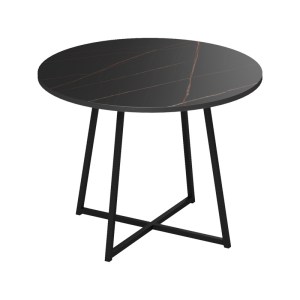 pak-230-000094-1 ΤΡΑΠΕΖΙ SARAH Ι PAKOWORLD ΣΕ ΜΑΥΡΟ ΜΑΡΜΑΡΟΥ ΑΠΟΧΡΩΣΗ ΜΕ ΜΑΥΡΑ ΜΕΤΑΛΛΙΚΑ ΠΟΔΙΑ Φ100X76ΕΚ