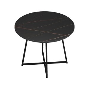 pak-230-000094-2 ΤΡΑΠΕΖΙ SARAH Ι PAKOWORLD ΣΕ ΜΑΥΡΟ ΜΑΡΜΑΡΟΥ ΑΠΟΧΡΩΣΗ ΜΕ ΜΑΥΡΑ ΜΕΤΑΛΛΙΚΑ ΠΟΔΙΑ Φ100X76ΕΚ
