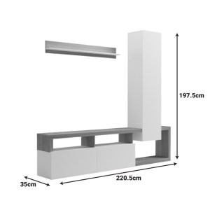 pak-230-000102-7 ΣΥΝΘΕΤΟ ΣΑΛΟΝΙΟΥ LEGANTO PAKOWORLD ΣΕ SONOMA ΜΕ ΛΕΥΚΗ ΑΠΟΧΡΩΣΗ 220.5X35X197.5ΕΚ