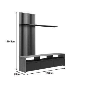 pak-230-000104-6 ΣΥΝΘΕΤΟ ΣΑΛΟΝΙΟΥ DELFINA PAKOWORLD ΣΕ SONOMA ΜΕ ΜΑΥΡΗ ΑΠΟΧΡΩΣΗ 190X40X199.5ΕΚ