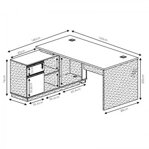 pak-246-000001-4 ΓΡΑΦΕΙΟ ΕΡΓΑΣΙΑΣ ΕΠΑΓΓΕΛΜΑΤΙΚΟ OSCAR PAKOWORLD ΔΕΞΙΑ ΓΩΝΙΑ ΚΑΡΥΔΙ-ΑΝΘΡΑΚΙ 160X140X76ΕΚ
