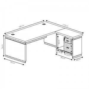 pak-246-000002-4 ΓΡΑΦΕΙΟ ΕΡΓΑΣΙΑΣ ΕΠΑΓΓΕΛΜΑΤΙΚΟ OSCAR PAKOWORLD ΑΝΑΣΤΡΕΨΙΜΟ ΚΑΡΥΔΙ-ΑΝΘΡΑΚΙ 180X170X76ΕΚ