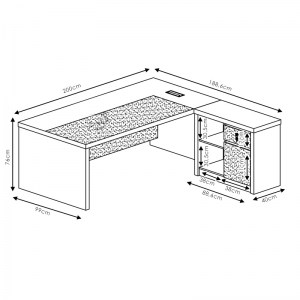 pak-246-000003-5 ΓΡΑΦΕΙΟ ΕΡΓΑΣΙΑΣ ΕΠΑΓΓΕΛΜΑΤΙΚΟ OSCAR PAKOWORLD ΑΝΑΣΤΡΕΨΙΜΟ ΚΑΡΥΔΙ-ΑΝΘΡΑΚΙ 200X188,6X76ΕΚ