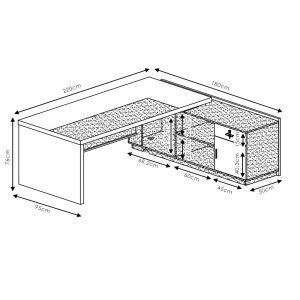 pak-246-000004-6 ΓΡΑΦΕΙΟ ΕΠΑΓΓΕΛΜΑΤΙΚΟ ΜΕ ΔΕΞΙΑ ΓΩΝΙΑ OSCAR PAKOWORLD ΚΑΡΥΔΙ-ΑΝΘΡΑΚΙ 220X180X76ΕΚ