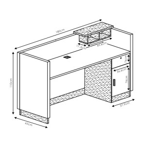 pak-246-000005-5 ΓΡΑΦΕΙΟ RECEPTION OSCAR PAKOWORLD ΚΑΡΥΔΙ-ΑΝΘΡΑΚΙ 180X65X76ΕΚ