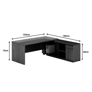 pak-246-000014-2 ΓΡΑΦΕΙΟ ΜΕ ΔΕΞΙΑ ΓΩΝΙΑ OSCAR PAKOWORLD ΜΕΛΑΜΙΝΗ ΣΕ ΚΑΡΥΔΙ-ΑΝΘΡΑΚΙ ΑΠΟΧΡΩΣΗ 240X180X76ΕΚ