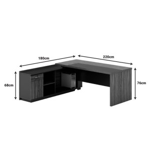 pak-246-000015-2 ΓΡΑΦΕΙΟ ΜΕ ΑΡΙΣΤΕΡΗ ΓΩΝΙΑ OSCAR PAKOWORLD ΜΕΛΑΜΙΝΗ ΣΕ ΚΑΡΥΔΙ-ΑΝΘΡΑΚΙ ΑΠΟΧΡΩΣΗ 240X180X76ΕΚ