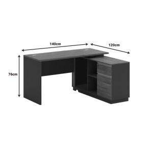 pak-246-000019-3 ΓΡΑΦΕΙΟ ΜΕ ΔΕΞΙΑ ΓΩΝΙΑ OSCAR PAKOWORLD ΜΕΛΑΜΙΝΗ ΣΕ ΚΑΡΥΔΙ-ΑΝΘΡΑΚΙ ΑΠΟΧΡΩΣΗ140X120X76ΕΚ