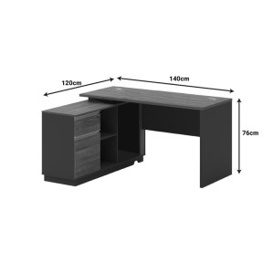 pak-246-000020-3 ΓΡΑΦΕΙΟ ΜΕ ΑΡΙΣΤΕΡΗ ΓΩΝΙΑ OSCAR PAKOWORLD ΜΕΛΑΜΙΝΗ ΣΕ ΚΑΡΥΔΙ-ΑΝΘΡΑΚΙ ΑΠΟΧΡΩΣΗ 140X120X76ΕΚ