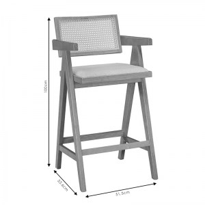 pak-247-000009-3 ΣΚΑΜΠΟ BAR WINSLOW PAKOWORLD ΞΥΛΟ RUBBERWOOD ΑΝΟΙΚΤΟ ΚΑΡΥΔΙ-PVC RATTAN ΦΥΣΙΚΟ-ΥΦΑΣΜΑ ΓΚΡΙ