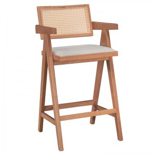 pak-247-000009 ΣΚΑΜΠΟ BAR WINSLOW PAKOWORLD ΞΥΛΟ RUBBERWOOD ΑΝΟΙΚΤΟ ΚΑΡΥΔΙ-PVC RATTAN ΦΥΣΙΚΟ-ΥΦΑΣΜΑ ΓΚΡΙ