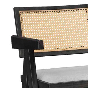 pak-247-000010-1 ΣΚΑΜΠΟ BAR WINSLOW PAKOWORLD ΞΥΛΟ RUBBERWOOD ΜΑΥΡΟ-PVC RATTAN ΦΥΣΙΚΟ-ΥΦΑΣΜΑ ΓΚΡΙ