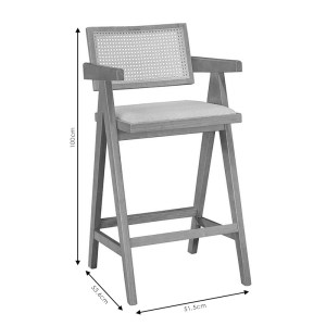 pak-247-000010-3 ΣΚΑΜΠΟ BAR WINSLOW PAKOWORLD ΞΥΛΟ RUBBERWOOD ΜΑΥΡΟ-PVC RATTAN ΦΥΣΙΚΟ-ΥΦΑΣΜΑ ΓΚΡΙ