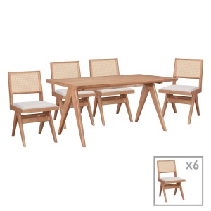pak-247-000020 ΤΡΑΠΕΖΑΡΙΑ WINSLOW PAKOWORLD ΣΕΤ 7ΤΕΜ ΞΥΛΟ RUBBERWOOD ΣΕ ΑΝΟΙΧΤΟ ΚΑΡΥΔΙ ΑΠΟΧΡΩΣΗ 160X85X75ΕΚ