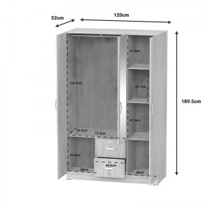 pak-248-000021-3 ΝΤΟΥΛΑΠΑ ΡΟΥΧΩΝ ΤΡΙΦΥΛΛΗ DILLION PAKOWORLD ΛΕΥΚΟ ΜΕΛΑΜΙΝΗΣ 120X52X190ΕΚ