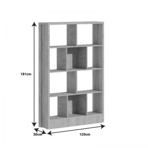 pak-249-000050-4 ΒΙΒΛΙΟΘΗΚΗ DIVIDRE PAKOWORLD SONOMA OAK ΜΕΛΑΜΙΝΗΣ 120X30X181ΕΚ