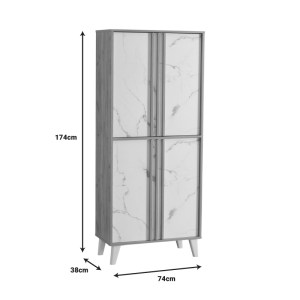 pak-249-000055-4 ΠΑΠΟΥΤΣΟΘΗΚΗ-ΝΤΟΥΛΑΠΙ YAMKA PAKOWORLD OAK ΜΑΡΜΑΡΟΥ ΜΕΛΑΜΙΝΗΣ 74X38X174ΕΚ