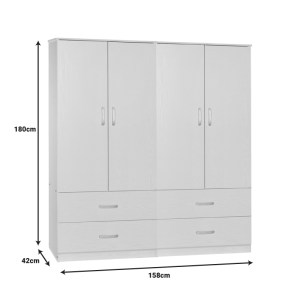 pak-249-000061-2 ΝΤΟΥΛΑΠΑ ΡΟΥΧΩΝ ΤΕΤΡΑΦΥΛΛΗ ZELIA A PAKOWORLD ΜΕ 4 ΣΥΡΤΑΡΙΑ ΧΡΩΜΑ ΛΕΥΚΟ 158X42X180ΕΚ