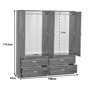pak-249-000061-3 ΝΤΟΥΛΑΠΑ ΡΟΥΧΩΝ ΤΕΤΡΑΦΥΛΛΗ ZELIA A PAKOWORLD ΜΕ 4 ΣΥΡΤΑΡΙΑ ΧΡΩΜΑ ΛΕΥΚΟ 158X42X180ΕΚ