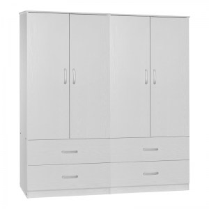 pak-249-000061 ΝΤΟΥΛΑΠΑ ΡΟΥΧΩΝ ΤΕΤΡΑΦΥΛΛΗ ZELIA A PAKOWORLD ΜΕ 4 ΣΥΡΤΑΡΙΑ ΧΡΩΜΑ ΛΕΥΚΟ 158X42X180ΕΚ