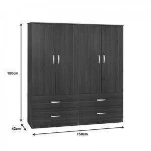 pak-249-000065-1 ΝΤΟΥΛΑΠΑ ΡΟΥΧΩΝ ΤΕΤΡΑΦΥΛΛΗ ZELIA C PAKOWORLD ΜΕ 4 ΣΥΡΤΑΡΙΑ ΧΡΩΜΑ WENGE 158X42X180ΕΚ