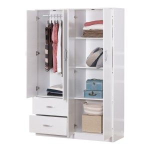 pak-249-000068-1 ΝΤΟΥΛΑΠΑ ΡΟΥΧΩΝ ΤΕΤΡΑΦΥΛΛΗ ZELIA PAKOWORLD ΜΕ 2 ΣΥΡΤΑΡΙΑ ΣΕ ΛΕΥΚΗ-OAK ΑΠΟΧΡΩΣΗ 120X42X180ΕΚ