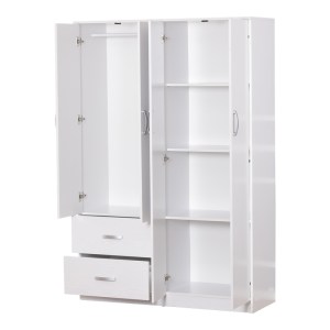 pak-249-000068-2 ΝΤΟΥΛΑΠΑ ΡΟΥΧΩΝ ΤΕΤΡΑΦΥΛΛΗ ZELIA PAKOWORLD ΜΕ 2 ΣΥΡΤΑΡΙΑ ΣΕ ΛΕΥΚΗ-OAK ΑΠΟΧΡΩΣΗ 120X42X180ΕΚ