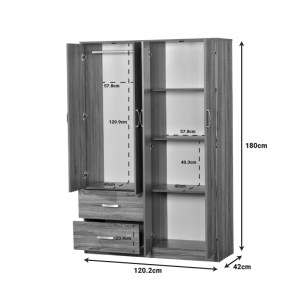 pak-249-000069-3 ΝΤΟΥΛΑΠΑ ΡΟΥΧΩΝ ΤΕΤΡΑΦΥΛΛΗ ZELIA PAKOWORLD ΜΕ 2 ΣΥΡΤΑΡΙΑ ΣΕ SONOMA-OAK ΑΠΟΧΡΩΣΗ 120X42X180ΕΚ