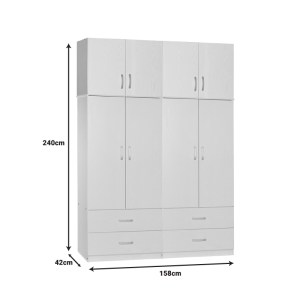 pak-249-000071-3 ΝΤΟΥΛΑΠΑ ΡΟΥΧΩΝ ΤΕΤΡΑΦΥΛΛΗ ΜΕ ΠΑΤΑΡΙ ZELIA A PAKOWORLD ΜΕ 4 ΣΥΡΤΑΡΙΑ ΧΡΩΜΑ ΛΕΥΚΟ 158X42X240ΕΚ