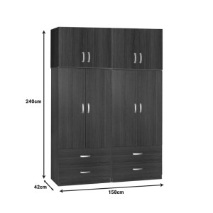 pak-249-000073-1 ΝΤΟΥΛΑΠΑ ΡΟΥΧΩΝ ΤΕΤΡΑΦΥΛΛΗ ΜΕ ΠΑΤΑΡΙ ZELIA C PAKOWORLD ΜΕ 4 ΣΥΡΤΑΡΙΑ ΧΡΩΜΑ WENGE 158X42X240ΕΚ