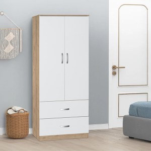 pak-249-000074-1 ΝΤΟΥΛΑΠΑ ΡΟΥΧΩΝ ΔΙΦΥΛΛΗ ZELIA PAKOWORLD ΜΕ 2 ΣΥΡΤΑΡΙΑ ΣΕ ΛΕΥΚΗ ΜΕ OAK ΑΠΟΧΡΩΣΗ 79X42X180ΕΚ
