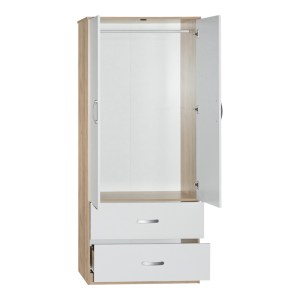 pak-249-000074-2 ΝΤΟΥΛΑΠΑ ΡΟΥΧΩΝ ΔΙΦΥΛΛΗ ZELIA PAKOWORLD ΜΕ 2 ΣΥΡΤΑΡΙΑ ΣΕ ΛΕΥΚΗ ΜΕ OAK ΑΠΟΧΡΩΣΗ 79X42X180ΕΚ