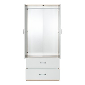 pak-249-000074-3 ΝΤΟΥΛΑΠΑ ΡΟΥΧΩΝ ΔΙΦΥΛΛΗ ZELIA PAKOWORLD ΜΕ 2 ΣΥΡΤΑΡΙΑ ΣΕ ΛΕΥΚΗ ΜΕ OAK ΑΠΟΧΡΩΣΗ 79X42X180ΕΚ
