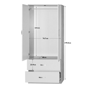 pak-249-000074-4 ΝΤΟΥΛΑΠΑ ΡΟΥΧΩΝ ΔΙΦΥΛΛΗ ZELIA PAKOWORLD ΜΕ 2 ΣΥΡΤΑΡΙΑ ΣΕ ΛΕΥΚΗ ΜΕ OAK ΑΠΟΧΡΩΣΗ 79X42X180ΕΚ