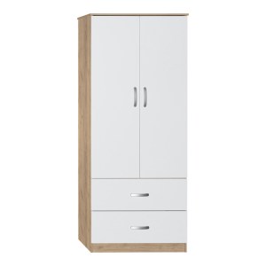 pak-249-000074 ΝΤΟΥΛΑΠΑ ΡΟΥΧΩΝ ΔΙΦΥΛΛΗ ZELIA PAKOWORLD ΜΕ 2 ΣΥΡΤΑΡΙΑ ΣΕ ΛΕΥΚΗ ΜΕ OAK ΑΠΟΧΡΩΣΗ 79X42X180ΕΚ