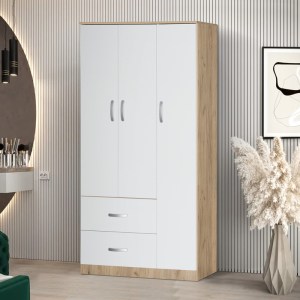pak-249-000075-1 ΝΤΟΥΛΑΠΑ ΡΟΥΧΩΝ ΤΡΙΦΥΛΛΗ ZELIA PAKOWORLD ΜΕ 2 ΣΥΡΤΑΡΙΑ ΣΕ ΛΕΥΚΗ - OAK ΑΠΟΧΡΩΣΗ 90X42X180ΕΚ