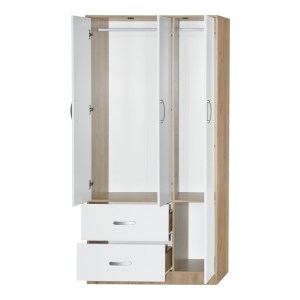 pak-249-000075-2 ΝΤΟΥΛΑΠΑ ΡΟΥΧΩΝ ΤΡΙΦΥΛΛΗ ZELIA PAKOWORLD ΜΕ 2 ΣΥΡΤΑΡΙΑ ΣΕ ΛΕΥΚΗ - OAK ΑΠΟΧΡΩΣΗ 90X42X180ΕΚ