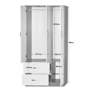 pak-249-000075-4 ΝΤΟΥΛΑΠΑ ΡΟΥΧΩΝ ΤΡΙΦΥΛΛΗ ZELIA PAKOWORLD ΜΕ 2 ΣΥΡΤΑΡΙΑ ΣΕ ΛΕΥΚΗ - OAK ΑΠΟΧΡΩΣΗ 90X42X180ΕΚ