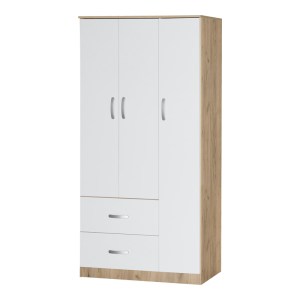 pak-249-000075 ΝΤΟΥΛΑΠΑ ΡΟΥΧΩΝ ΤΡΙΦΥΛΛΗ ZELIA PAKOWORLD ΜΕ 2 ΣΥΡΤΑΡΙΑ ΣΕ ΛΕΥΚΗ - OAK ΑΠΟΧΡΩΣΗ 90X42X180ΕΚ