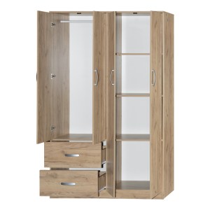 pak-249-000076-2 ΝΤΟΥΛΑΠΑ ΡΟΥΧΩΝ ΤΕΤΡΑΦΥΛΛΗ ZELIA PAKOWORLD ΜΕ 2 ΣΥΡΤΑΡΙΑ ΣΕ OAK ΑΠΟΧΡΩΣΗ 120X42X180ΕΚ