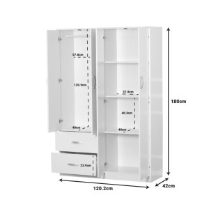 pak-249-000079-3 ΝΤΟΥΛΑΠΑ ΡΟΥΧΩΝ ΤΕΤΡΑΦΥΛΛΗ ΜΕ ΠΑΤΑΡΙ ZELIA PAKOWORLD ΜΕ 2 ΣΥΡΤΑΡΙΑ ΣΕ ΛΕΥΚΗ ΑΠΟΧΡΩΣΗ 120X42X240ΕΚ