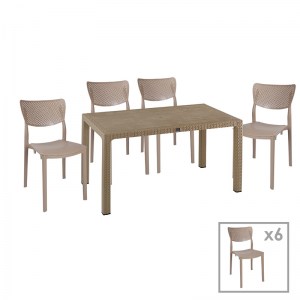 pak-253-000060 ΤΡΑΠΕΖΑΡΙΑ EXPLORE-IGNITE PAKOWORLD ΣΕΤ 7ΤΕΜ PP CAPPUCCINO 150X90X73,5ΕΚ.