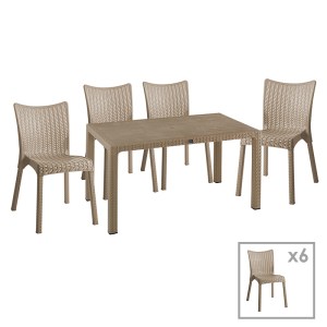 pak-253-000064 ΤΡΑΠΕΖΑΡΙΑ EXPLORE-CONFIDENT PAKOWORLD ΣΕΤ 7ΤΕΜ PP CAPPUCCINO 150X90X73,5ΕΚ