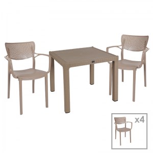 pak-253-000075 ΤΡΑΠΕΖΑΡΙΑ EXPLORE-FRONTLINE PAKOWORLD ΣΕΤ 5ΤΕΜ PP CAPPUCCINO 90X90X73,5ΕΚ