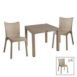 pak-253-000077 ΤΡΑΠΕΖΑΡΙΑ EXPLORE-CONFIDENT PAKOWORLD ΣΕΤ 5ΤΕΜ PP CAPPUCCINO 90X90X73,5ΕΚ