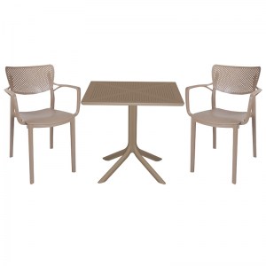 pak-253-000097 ΤΡΑΠΕΖΑΡΙΑ GROOVY-FRONTLINE PAKOWORLD ΣΕΤ 3ΤΕΜ PP CAPPUCCINO 80X80X74,5ΕΚ.