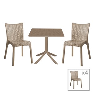 pak-253-000098 ΤΡΑΠΕΖΑΡΙΑ GROOVY-CONFIDENT PAKOWORLD ΣΕΤ 5ΤΕΜ PP CAPPUCCINO 80X80X74,5ΕΚ.